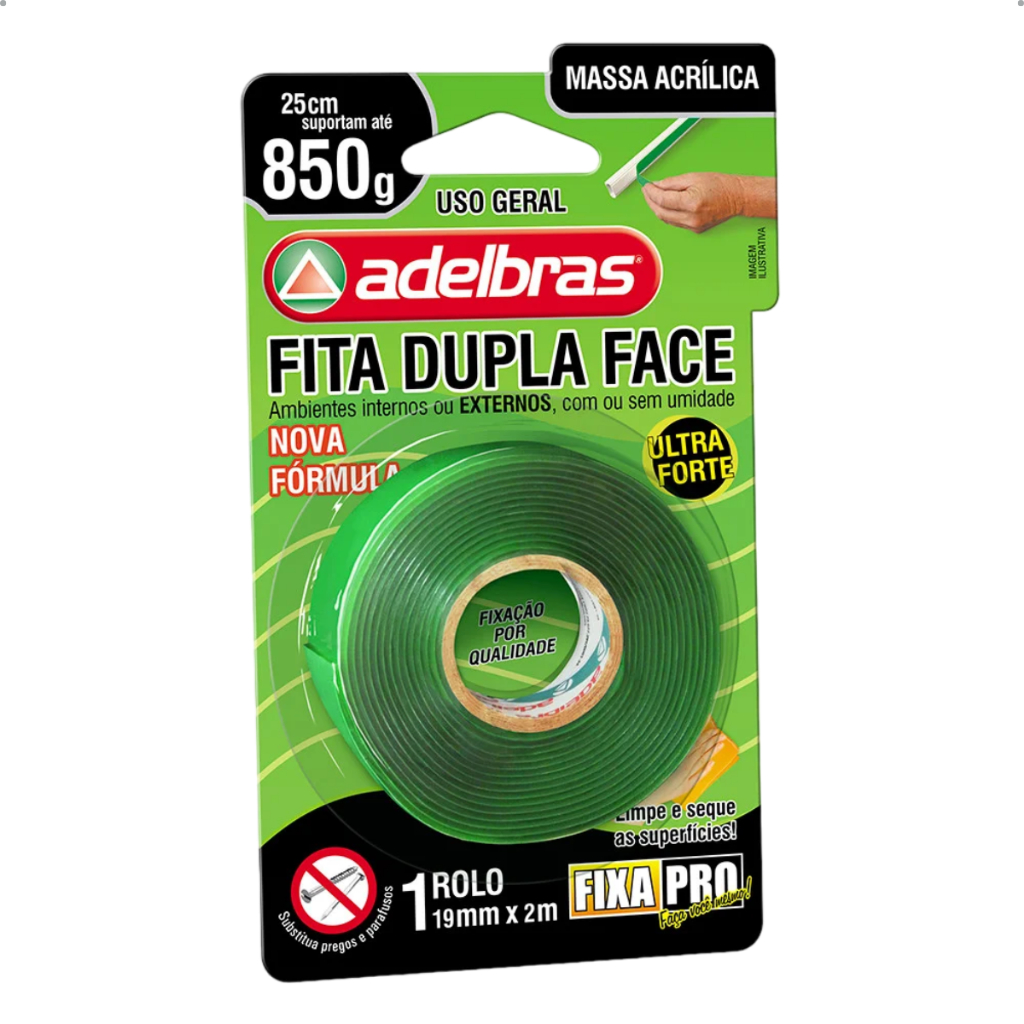 Fita Dupla Face Profissional Ultra Forte 19mm X 2m Uso Geral