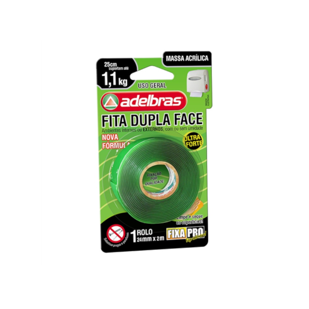 Fita Dupla Face Profissional Ultra Forte 24mm X 2m Uso Geral