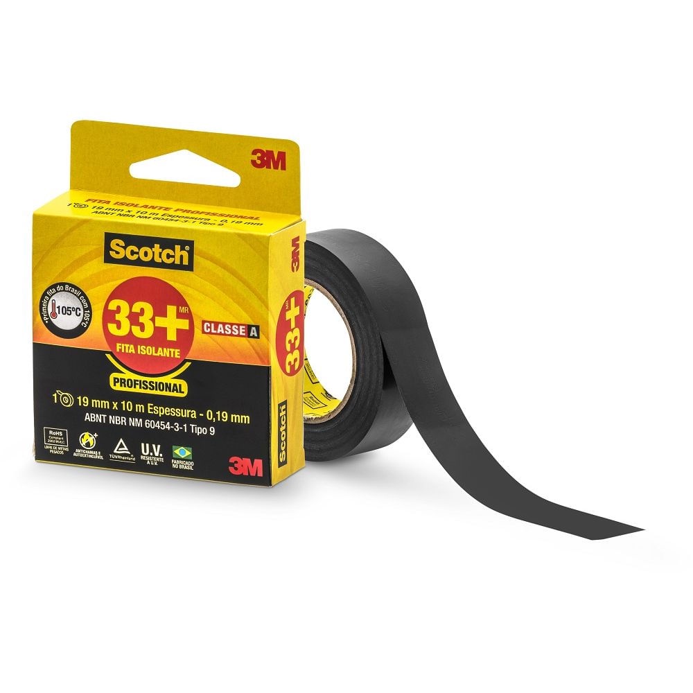Fita Isolante 3m Scotch 33+ / 19mm X 10 Metros Kit 5 Und