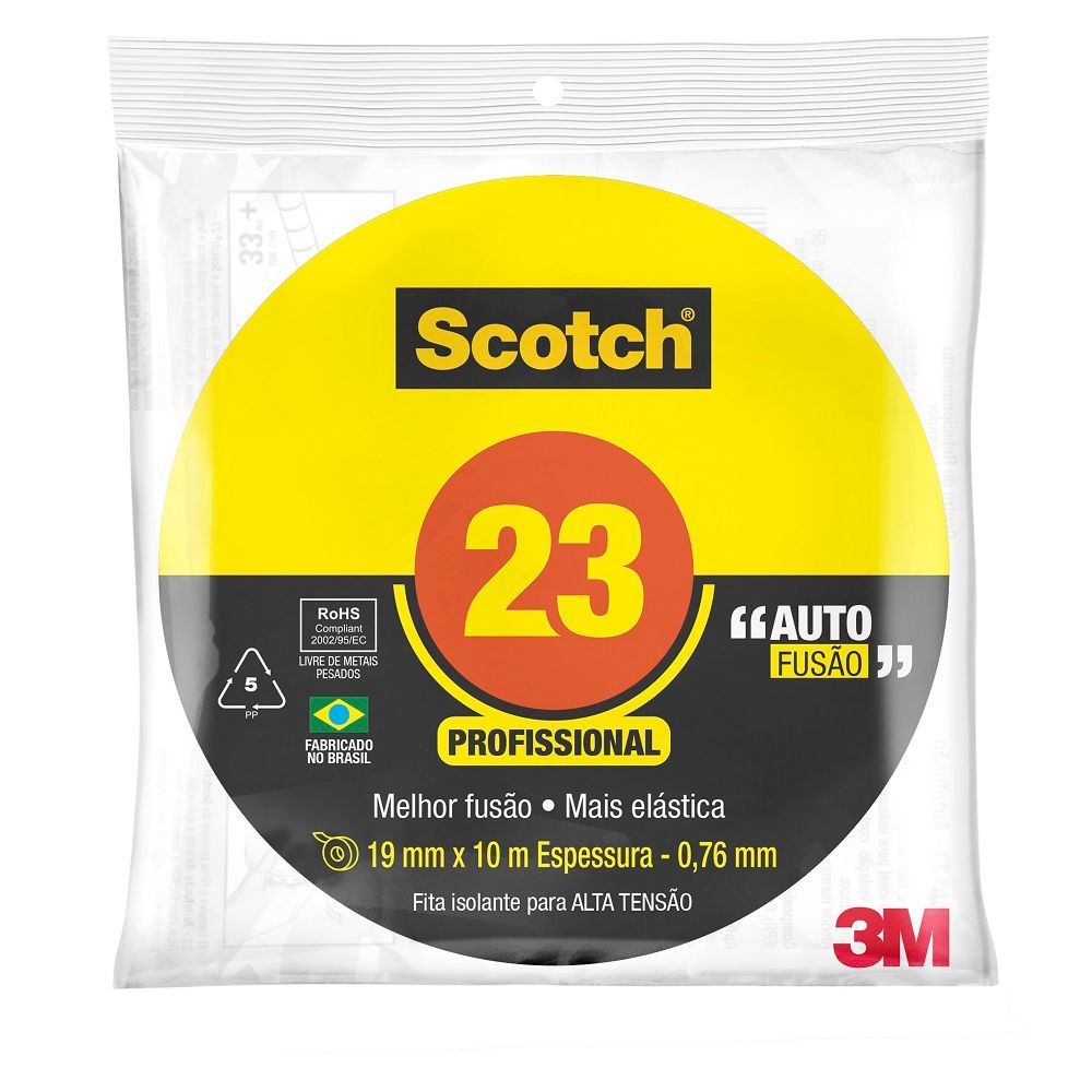Fita Isolante Alta Fusão 19mm X 2m Scotch 23 3m Alta Tensão