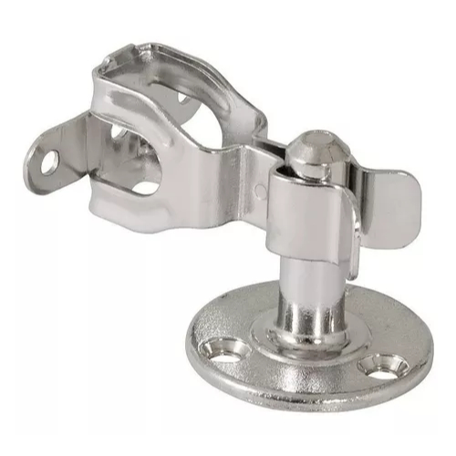 Fixador Para Travar Porta Suporte Piso Metalico Cromado