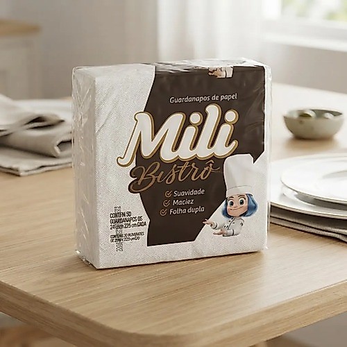 Guardanapo De Papel Mili Bistrô Folha Dupla Macio 50 Unid
