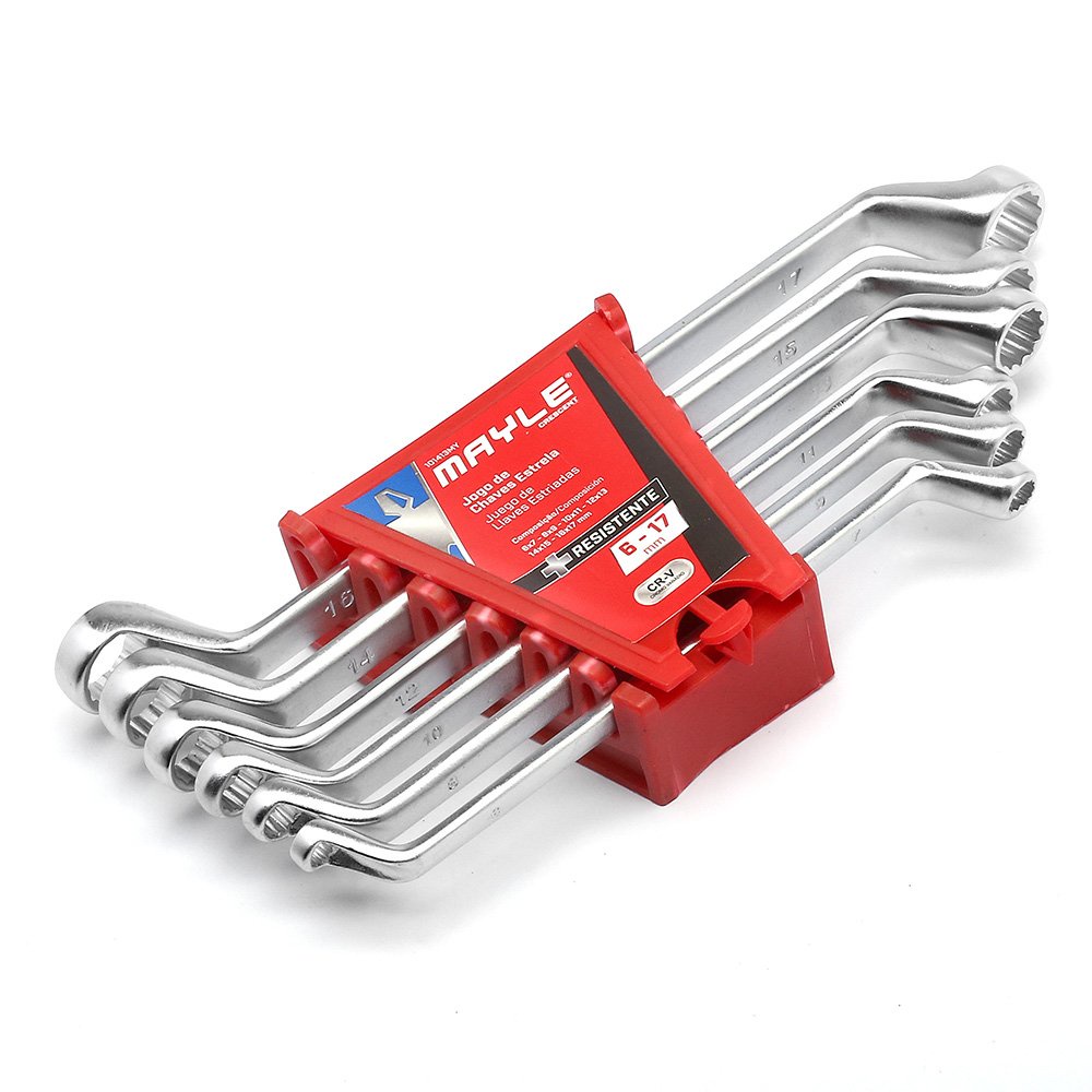 Jogo De Chave Estrela Aço Crv 6 A 17 Mm Com 6 Peças Mayle