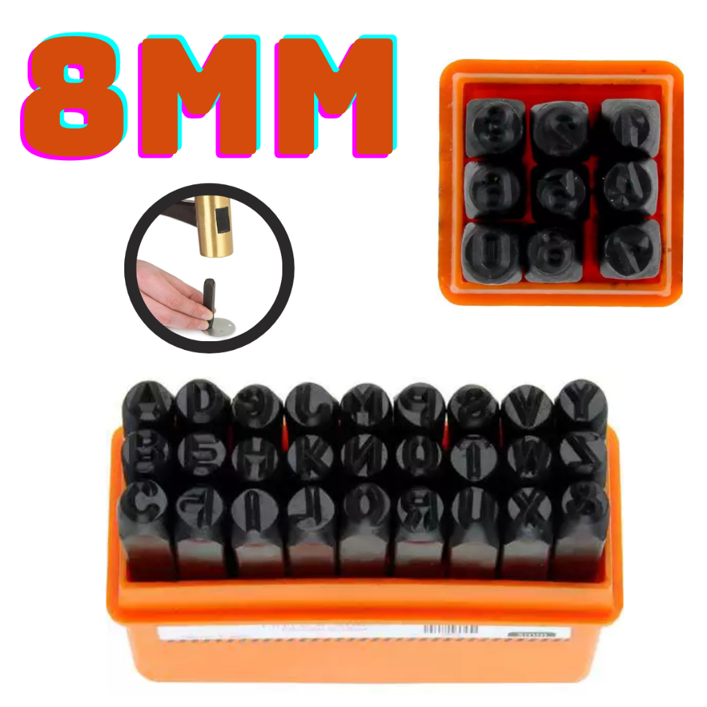 Jogo Kit Marcador Punção Alfanumérico 8mm Letra Número 36pcs