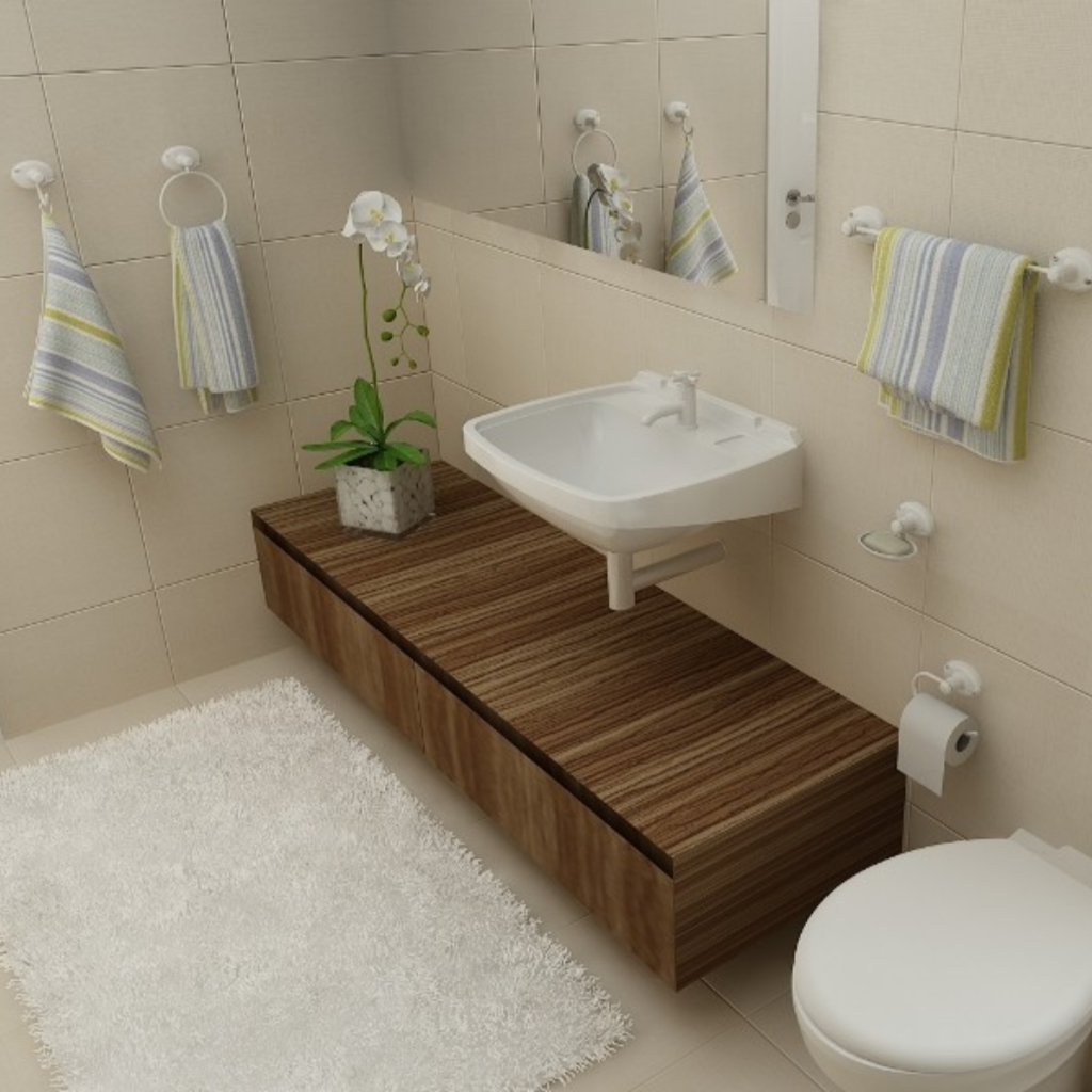 Kit Acessórios Para Banheiro Lavabo 5 Peças - Branco