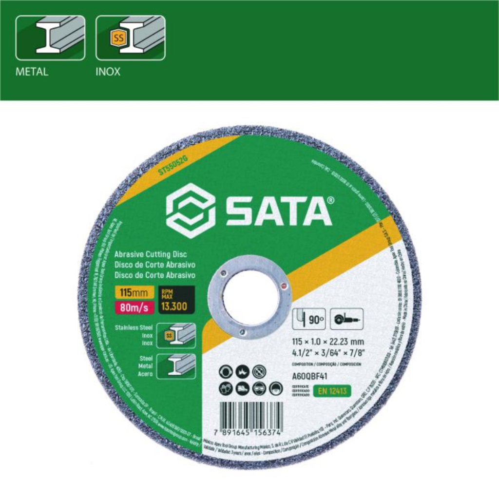 Kit Com 10 Discos De Corte 115 X 1.0 X 22.23mm - Sata