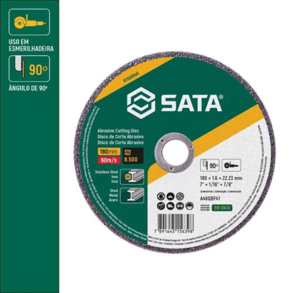 Kit Com 10 Discos De Corte 115 X 1.6 X 22.23mm - Sata