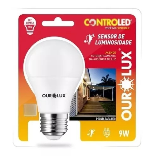 Lâmpada Inteligente Sensor Luminosidade 6500k 9w Bulbo E27
