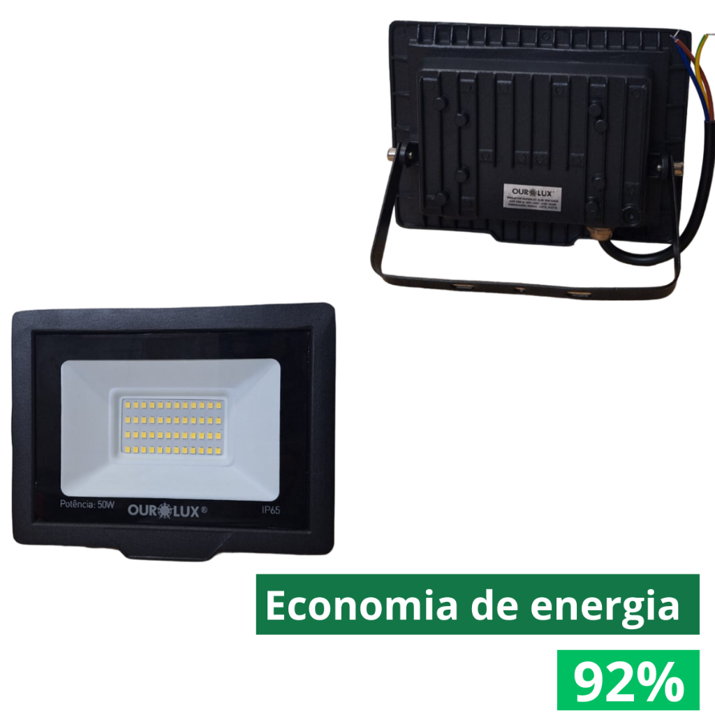 Refletor Led Prova D´água 50w Ip65 Holofote 6500k Preto